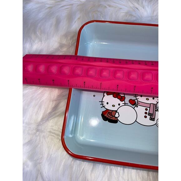 Hello Kitty 9" Square Christmas Snowman Snowball Ceramic Baking Dish Pan New - Picture 6 of 7